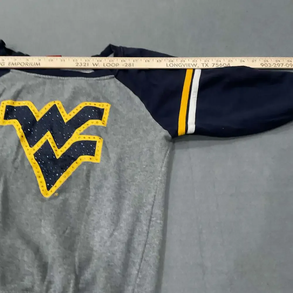 Colosseum West Virginia Mountaineers Rhinestone Raglan Crewneck Sweatshirt Lg
